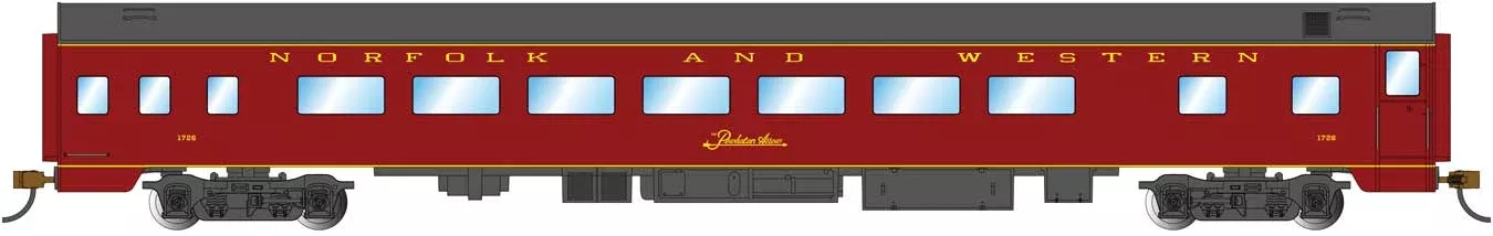 Bachmann 14218 HO Scale 85' Smooth-Side Coach Norfolk & Western N&W 1726