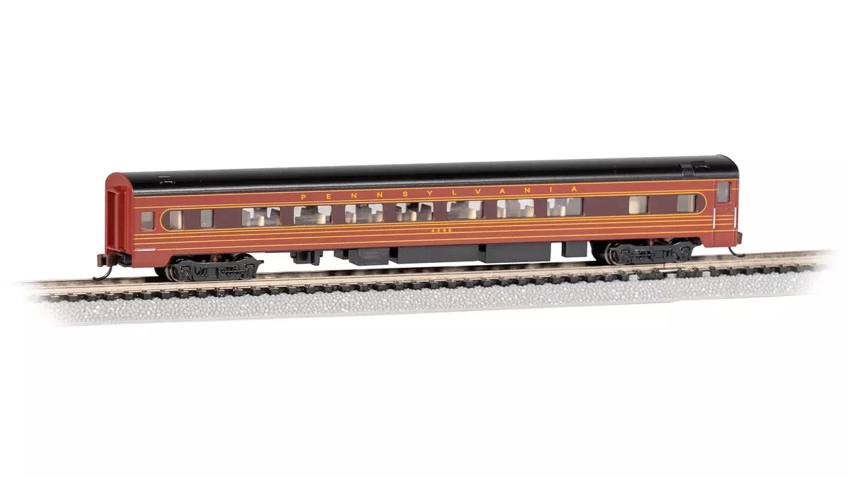 Bachmann 14260 N Scale 85' Lighted Smooth-side Coach Pennsylvania PRR 4296