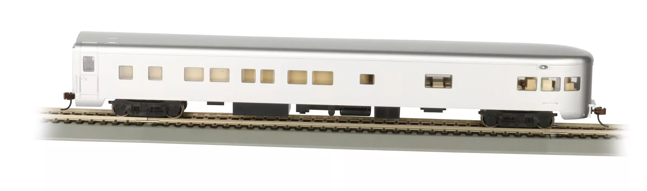 Bachmann 14308 HO Scale 85' Lighted Smooth-side Observation Aluminum Unlettered
