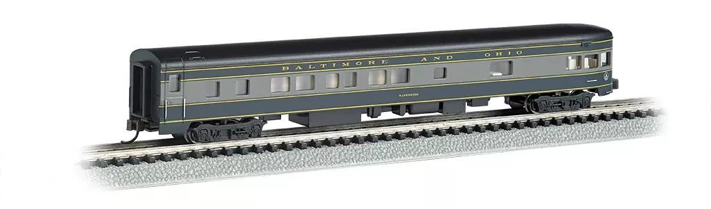 Bachmann 14353 N Scale 85' Lighted Smooth-side Observation Baltimore & Ohio B&O