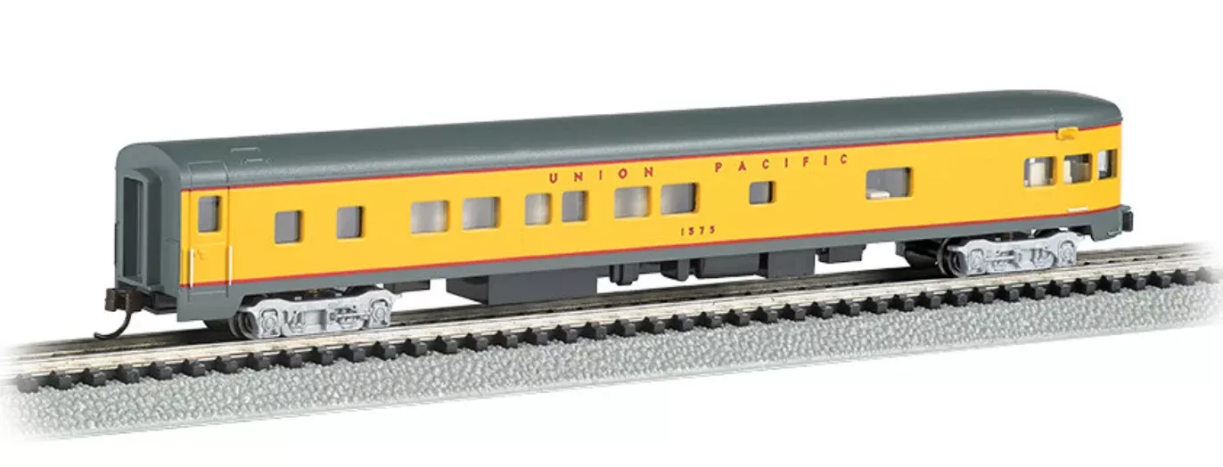 Bachmann 14357 N Scale 85' Lighted Smooth-side Observation Passenger Car Union Pacific UP 1576