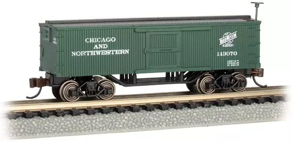 Bachmann 15655 N Scale Old-Time Wood Boxcar Chicago & NorthWestern