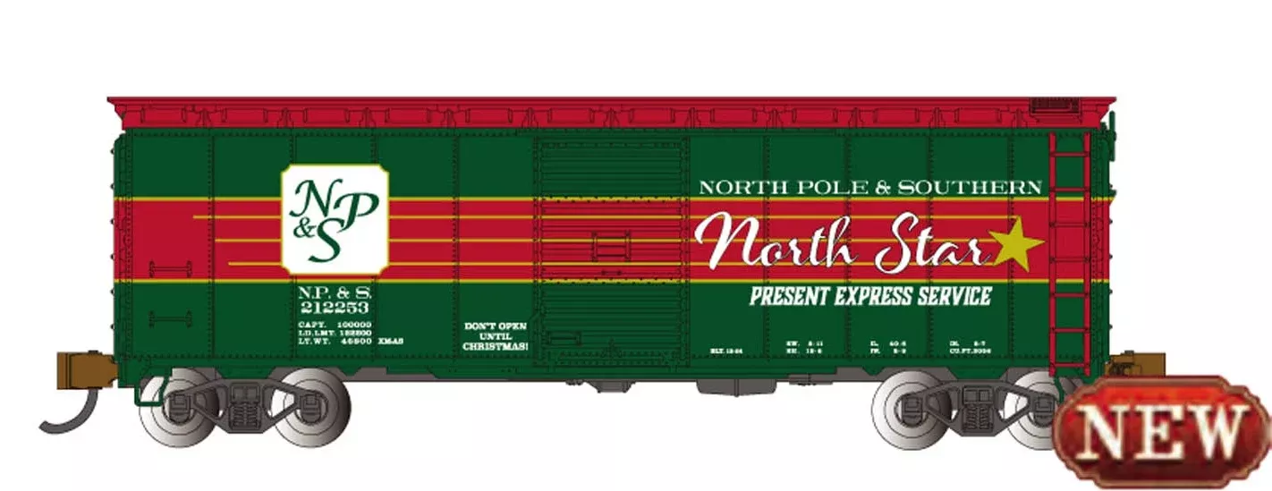 Bachmann 17071 N Scale 40' Boxcar North Star Present Express Christmas NP&S