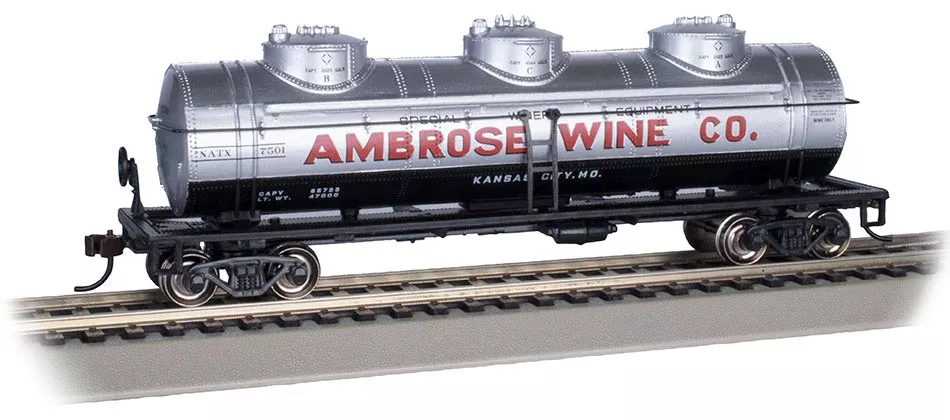 Bachmann 17111 HO Scale 3 Dome Tank Car Ambrose Wine Co. 7501