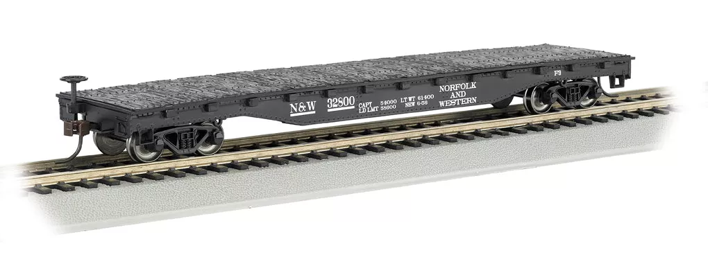 Bachmann 17342 HO Scale 52' Flatcar Norfolk & Western N&W