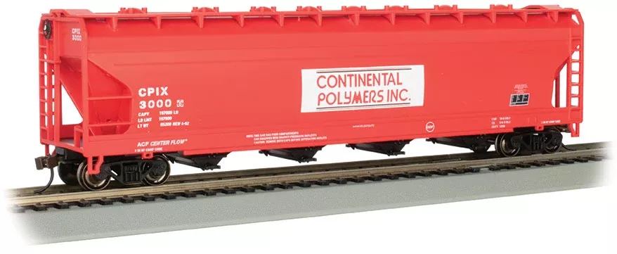 Bachmann 17510 HO Scale 56' ACF Centerflow Covered Hopper Continental Polymers CPIX 3000