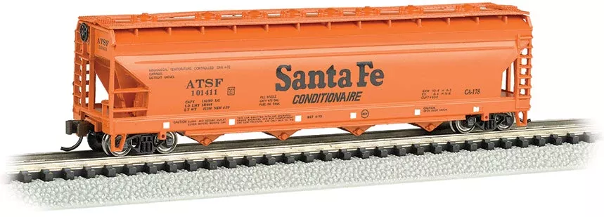 Bachmann 17564 N Scale 56' ACF Covered Hopper Santa Fe ATSF 101414
