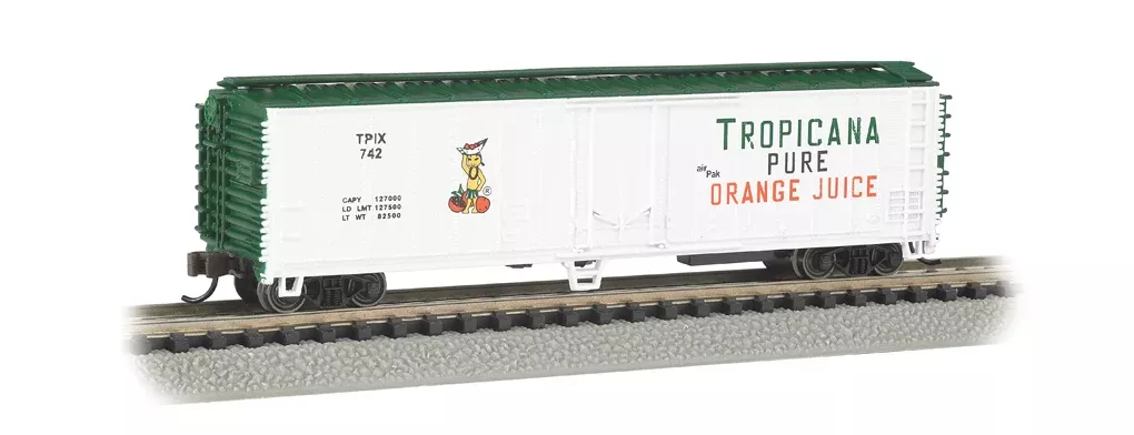 Bachmann 17954 N Scale 50' Steel Reefer Tropicana TPIX - White