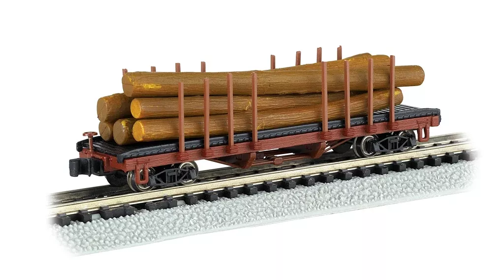 Bachmann 18352 N Scale 40' Die-Cast Flatcar with Log Load - 1935-1960