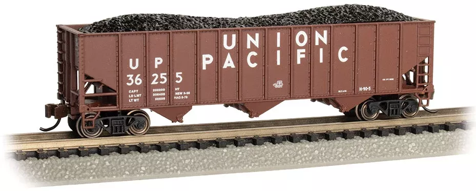 Bachmann 18751 N Scale 100 Ton 3 Bay Hopper with Load Union Pacific UP 36255
