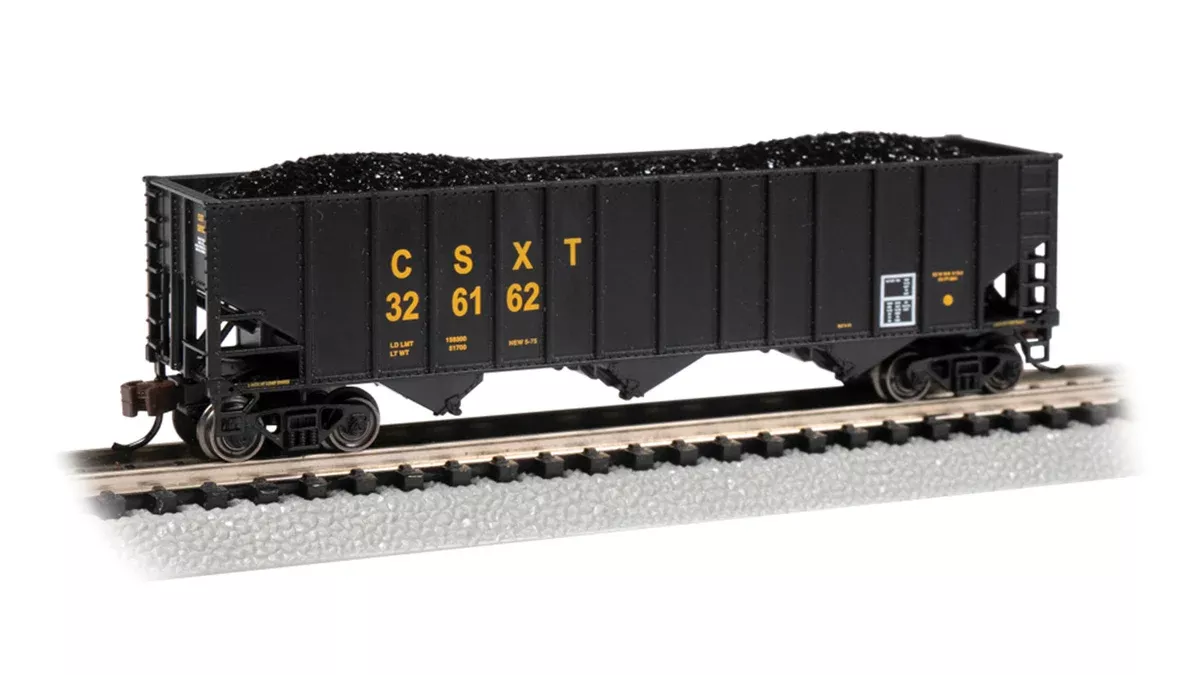 Bachmann 18756 N Scale 100 Ton 3 Bay Hopper with Load CSXT 326162