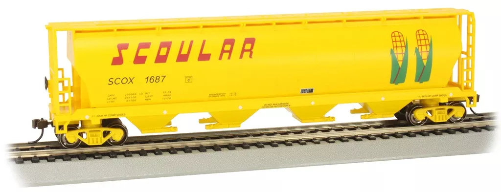 Bachmann 19104 HO Scale 4 Bay Covered Hopper Scoular SCOX 1687