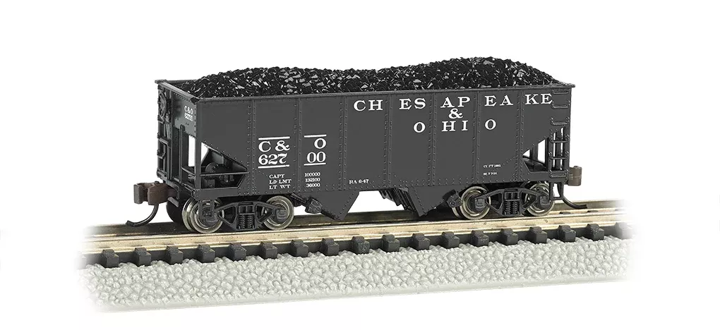 Bachmann 19555 N Scale 55 Ton 2 Bay Hopper Chesapeake & Ohio C&O
