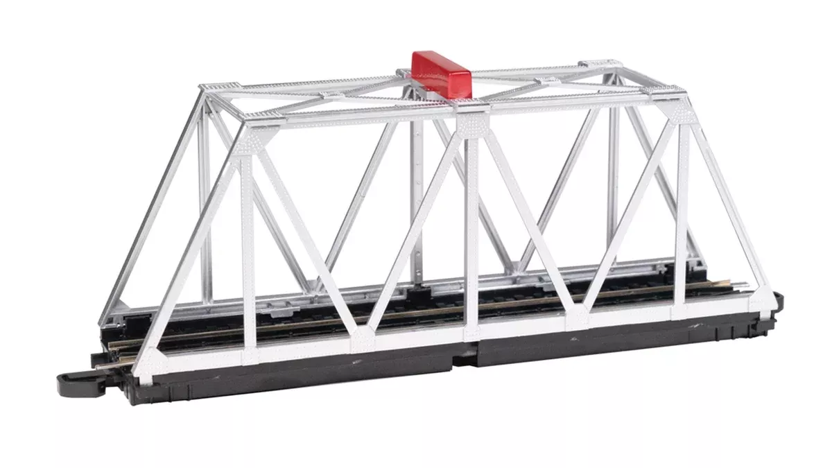 Bachmann 44478 HO Scale E-Z Track Built Up Truss Bridge with Blinking Light - Silver