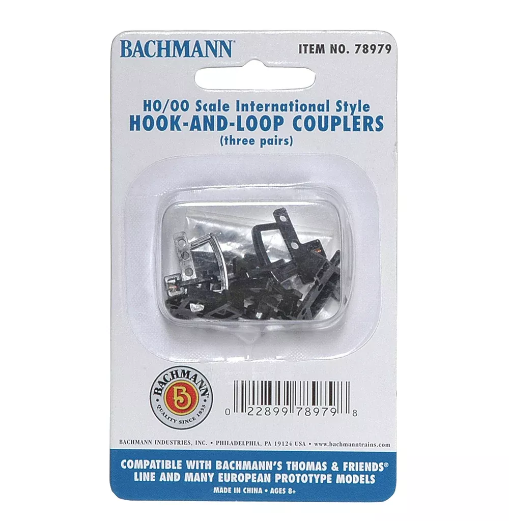 Bachmann 78979 HO/OO Scale Hook & Loop Couplers (3 Pairs)