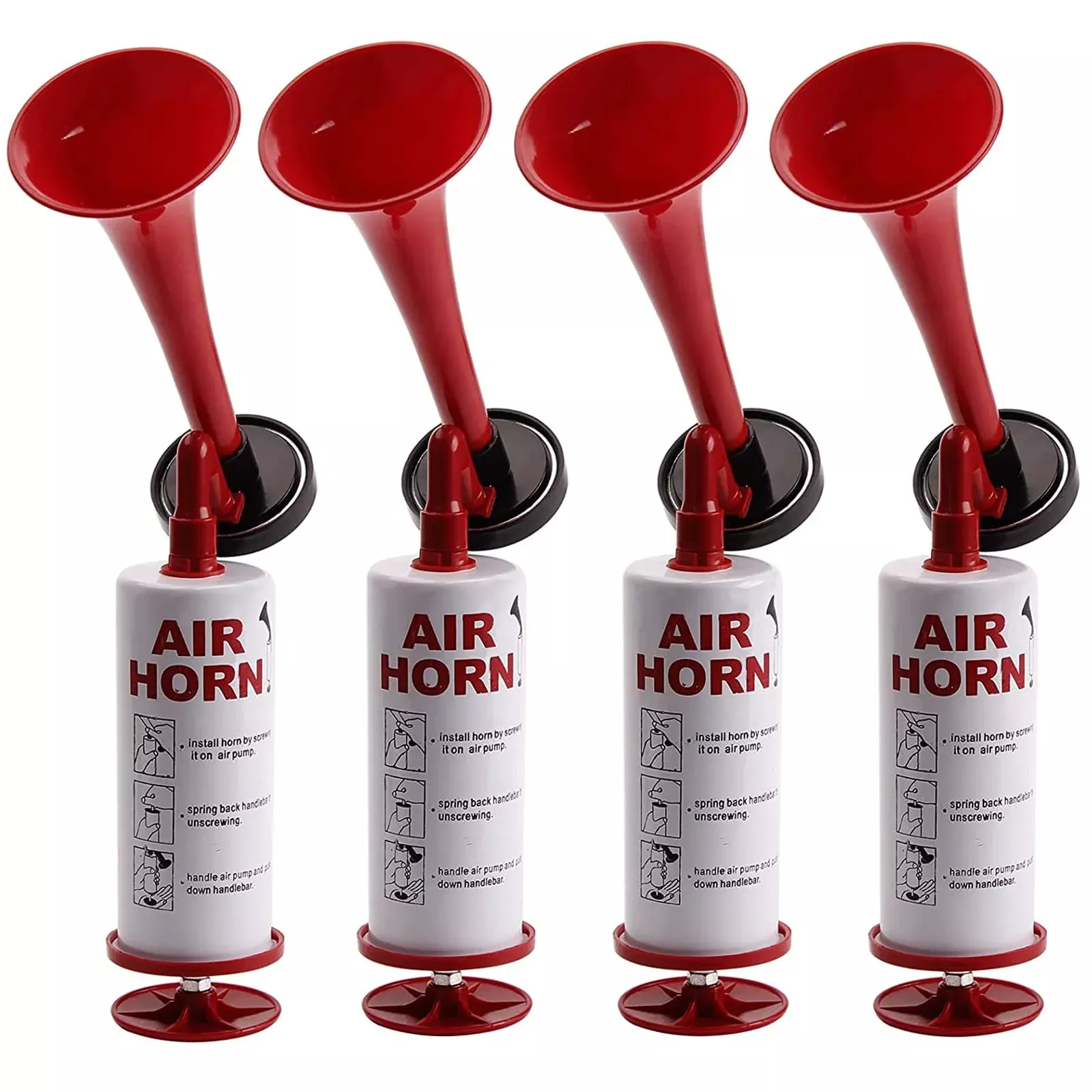 banhao Handheld Air Horn Pump Red 4 Pcs, Durable, Refillable