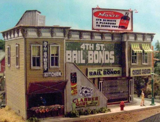 Bar Mills Scale Model Works 132 HO Scale 4th St Bail Bonds & Kitchen Craftsman Kit