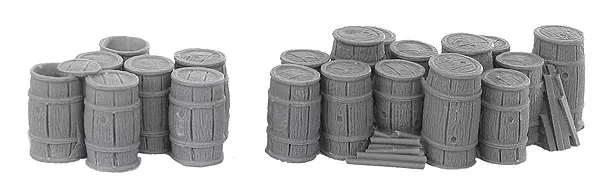 Bar Mills Scale Model Works 4009 O Scale 2 Clusters of Kegs (Unpainted Resin)
