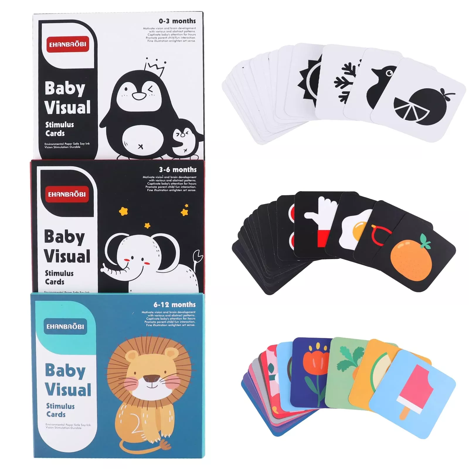 BARMACO High Contrast Baby Flashcards 5.5" Black & White, 96