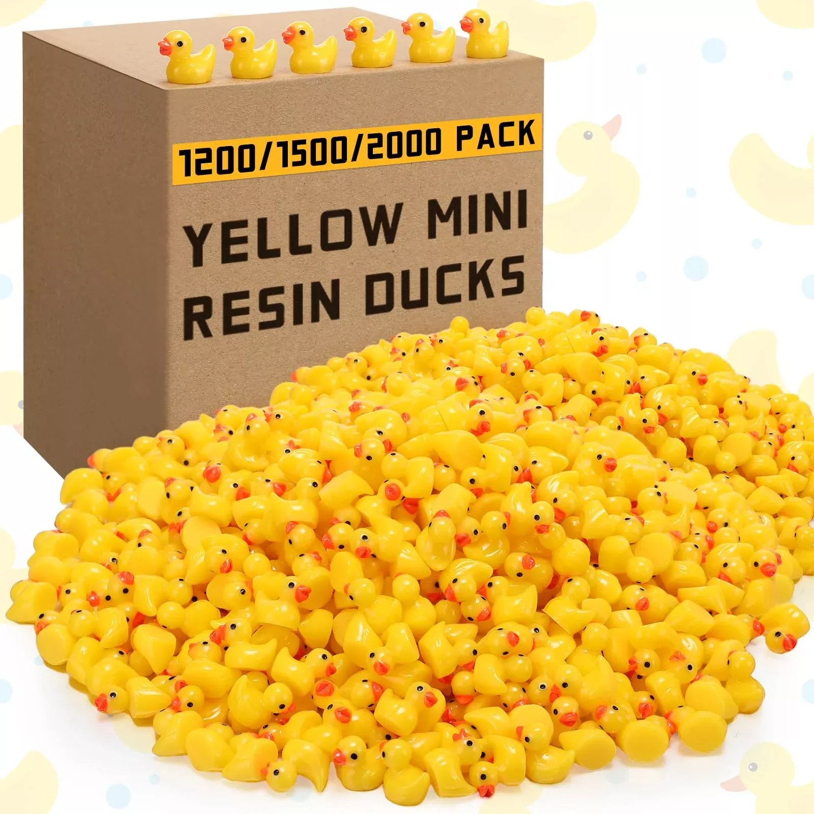 Barydat Mini Resin Ducks Bulk for Garden, 1200 Pieces, Yellow, 0