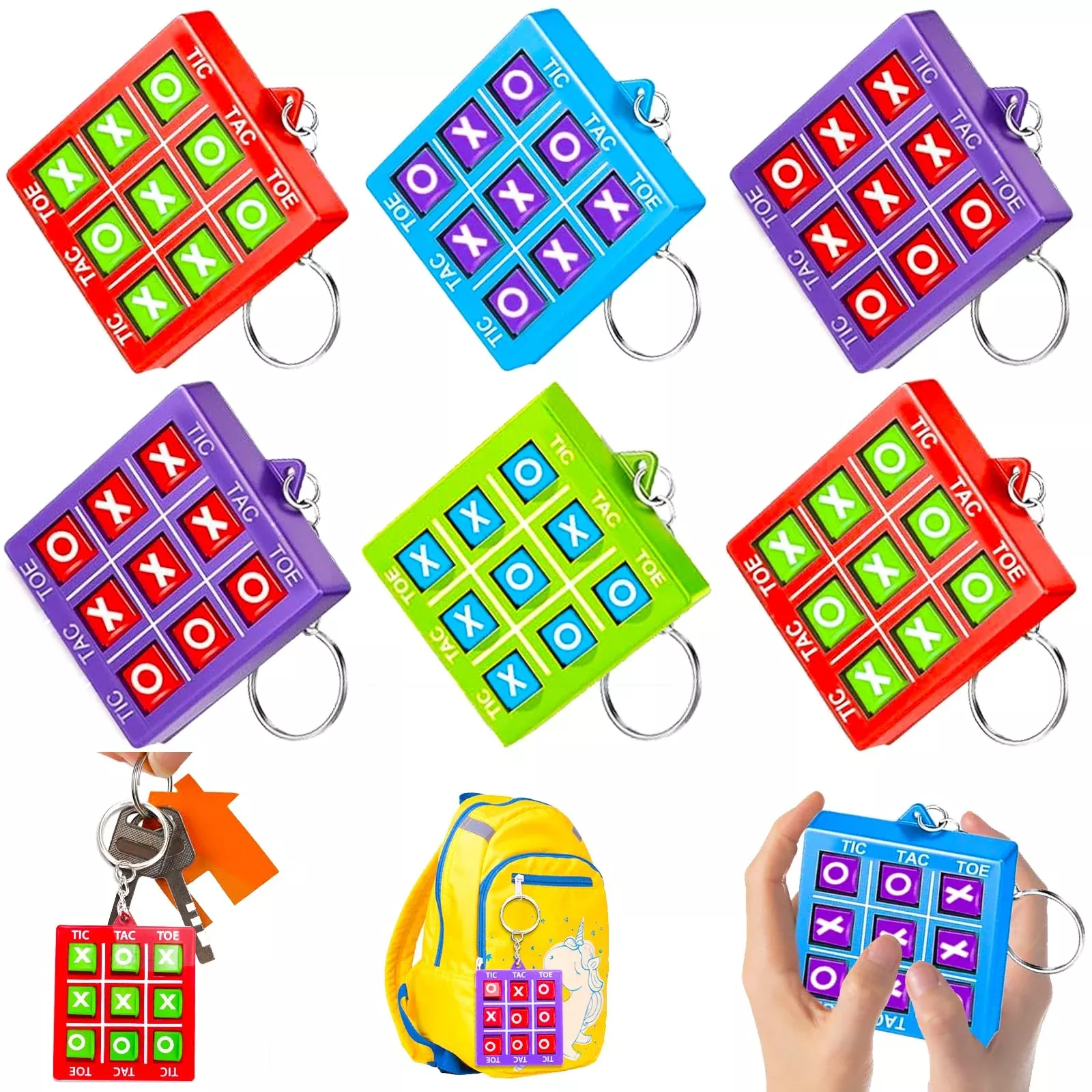 Basytodio Tic Tac Toe Keychains Game Multicolored 32PCS Party Favors