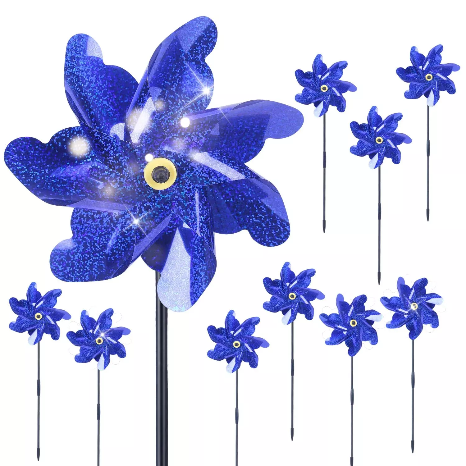 BATTIFE Windmill Pinwheels for Gardens, 10 Pack, Blue, 7