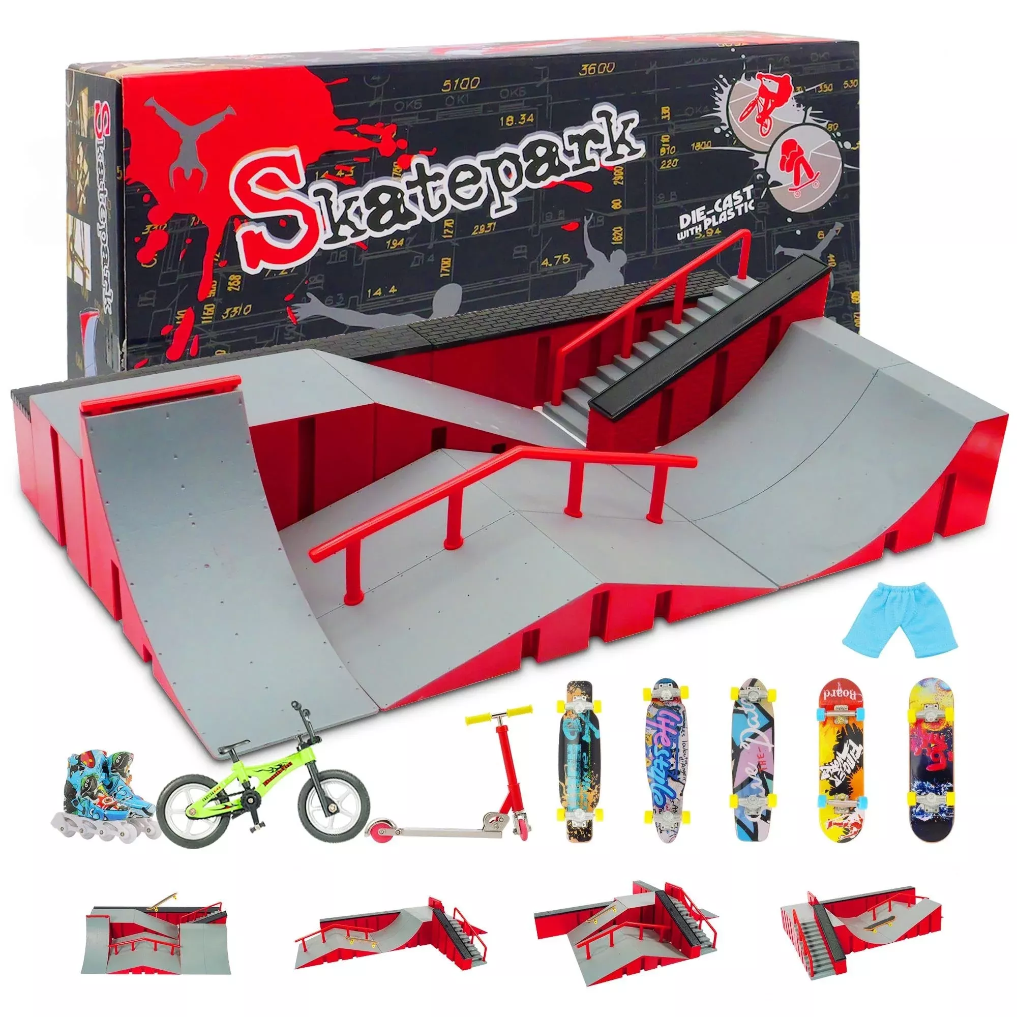 BCY hohipi Fingerboard Park Set - 9-in-1 Mini Skateboards,