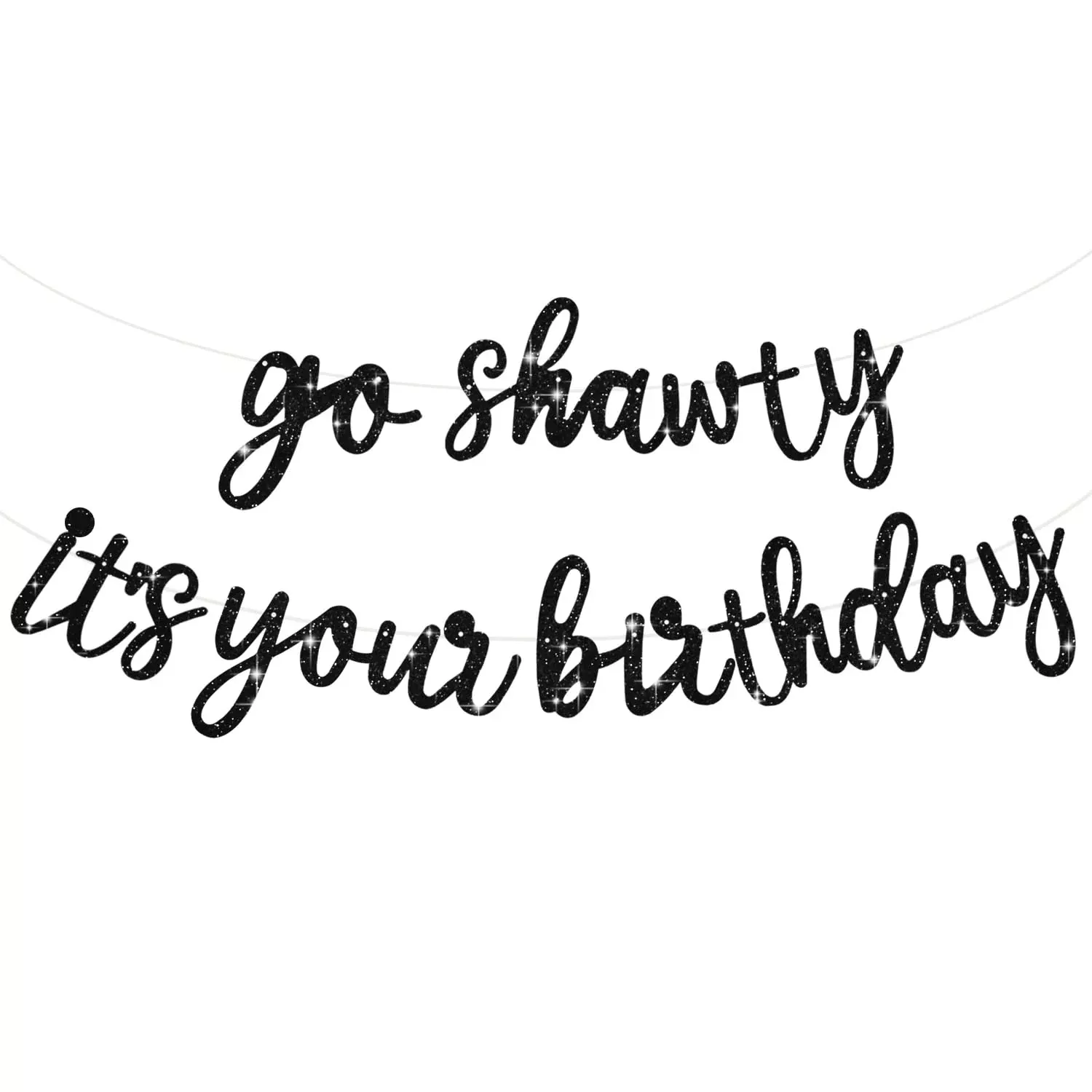BEISHIDA Black Go Shawty Birthday Banner 11.4ft Glittery Decor