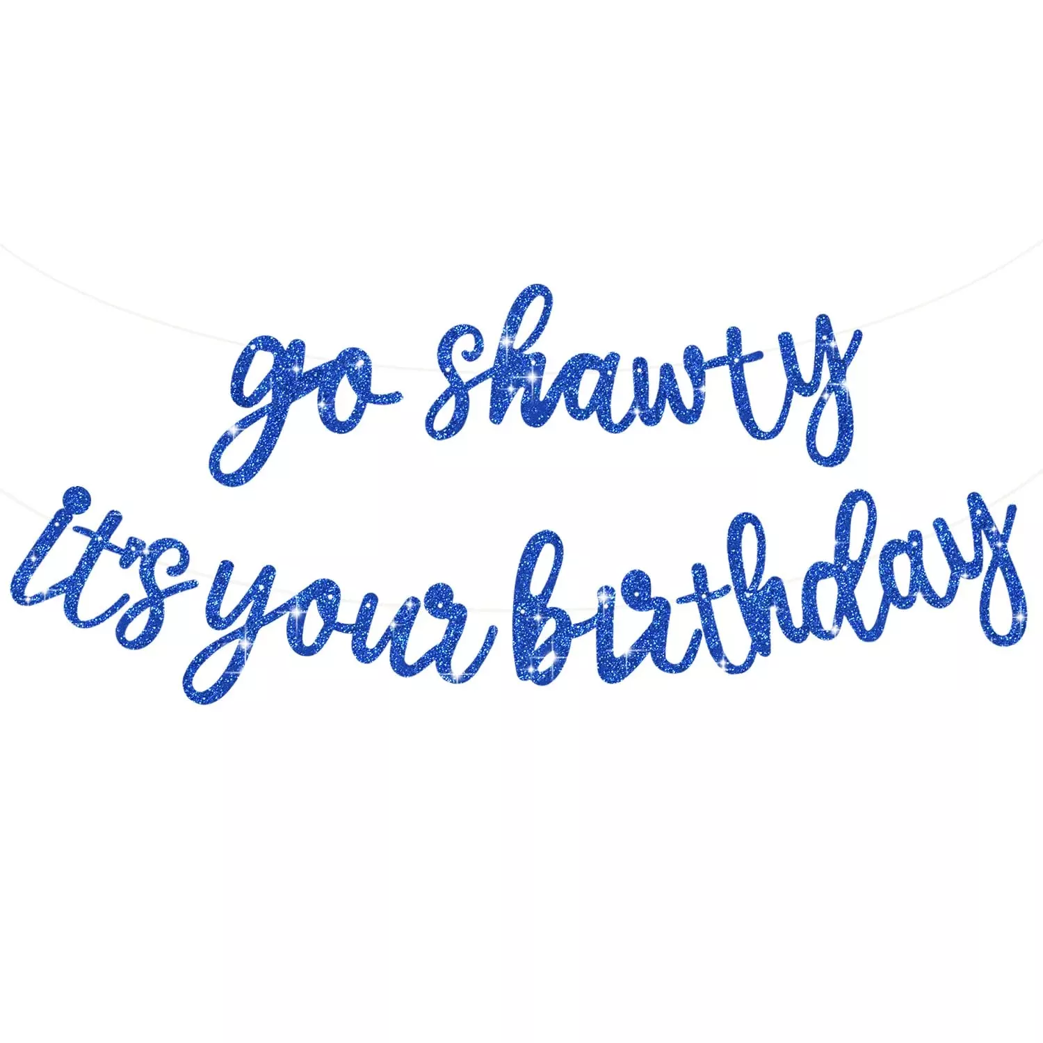 BEISHIDA Blue Glitter Birthday Banner 11.4ft No DIY Decorations