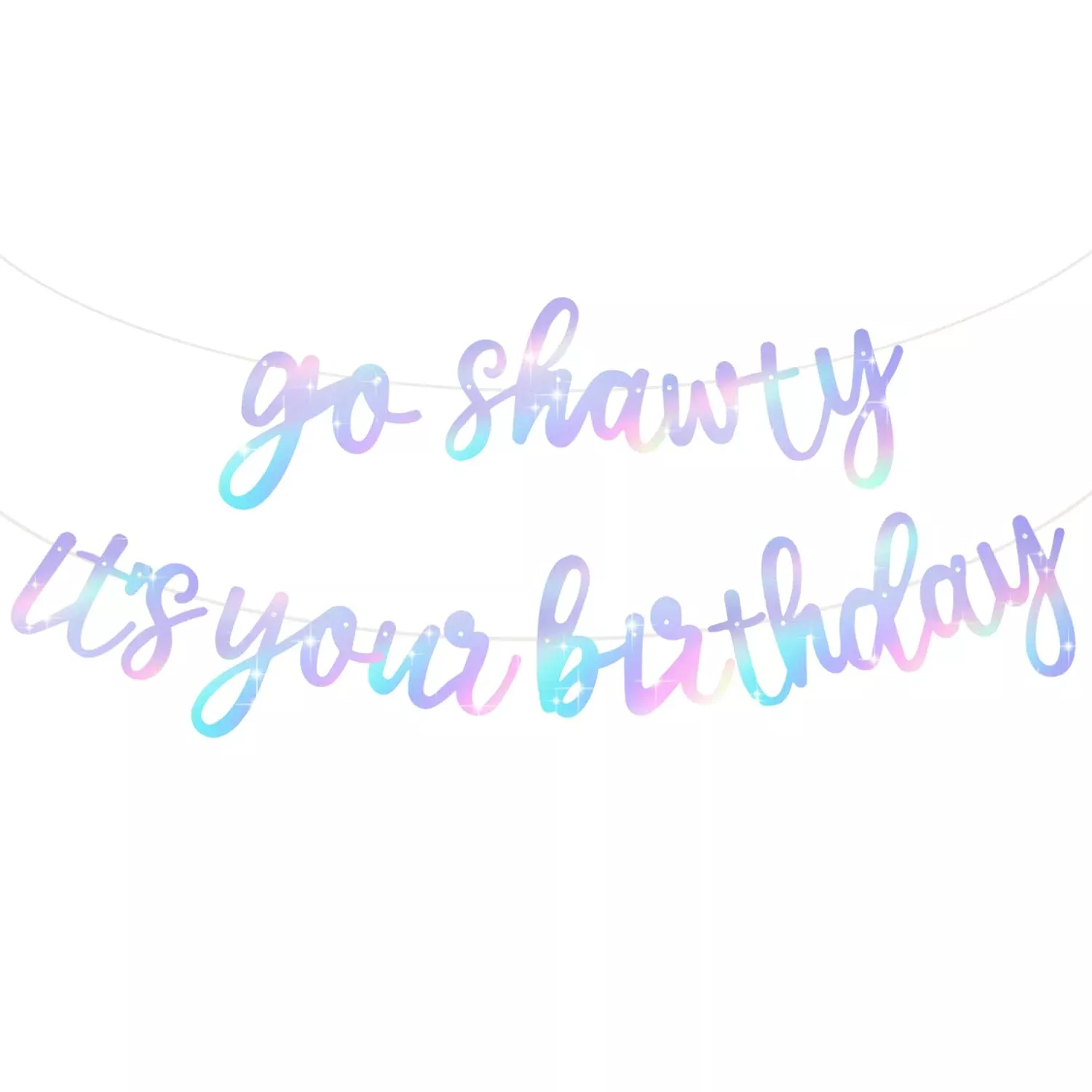 BEISHIDA Glitter Birthday Banner, Iridescent, 1x1 inch, No DIY