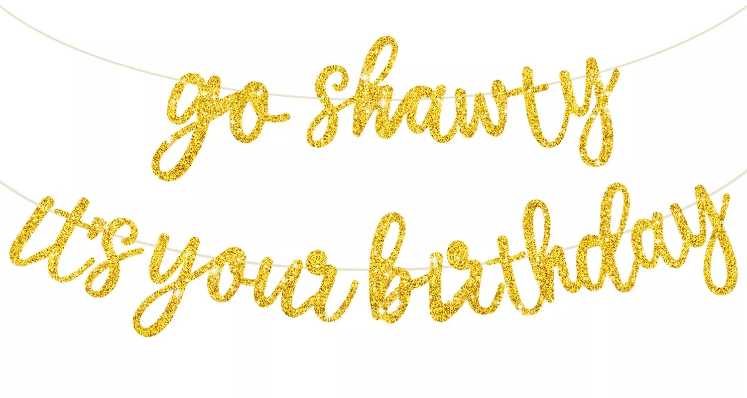 BEISHIDA Gold Glitter Birthday Banner - 11.4ft - No DIY Party Decor