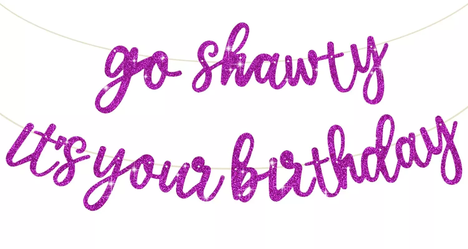 BEISHIDA Purple Glitter Birthday Banner - No DIY, Convenient Decor