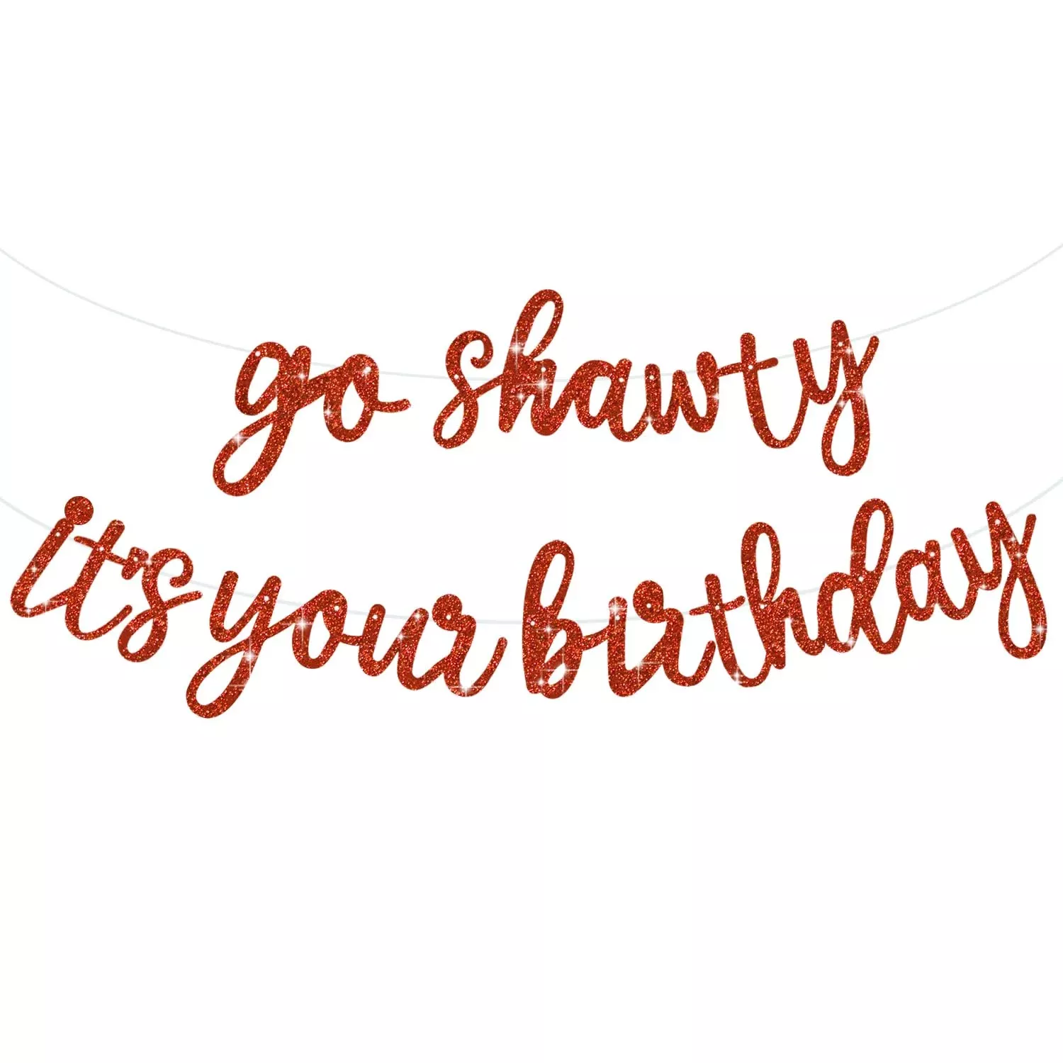 BEISHIDA Red Glitter Birthday Banner - NO DIY, Party Decoration