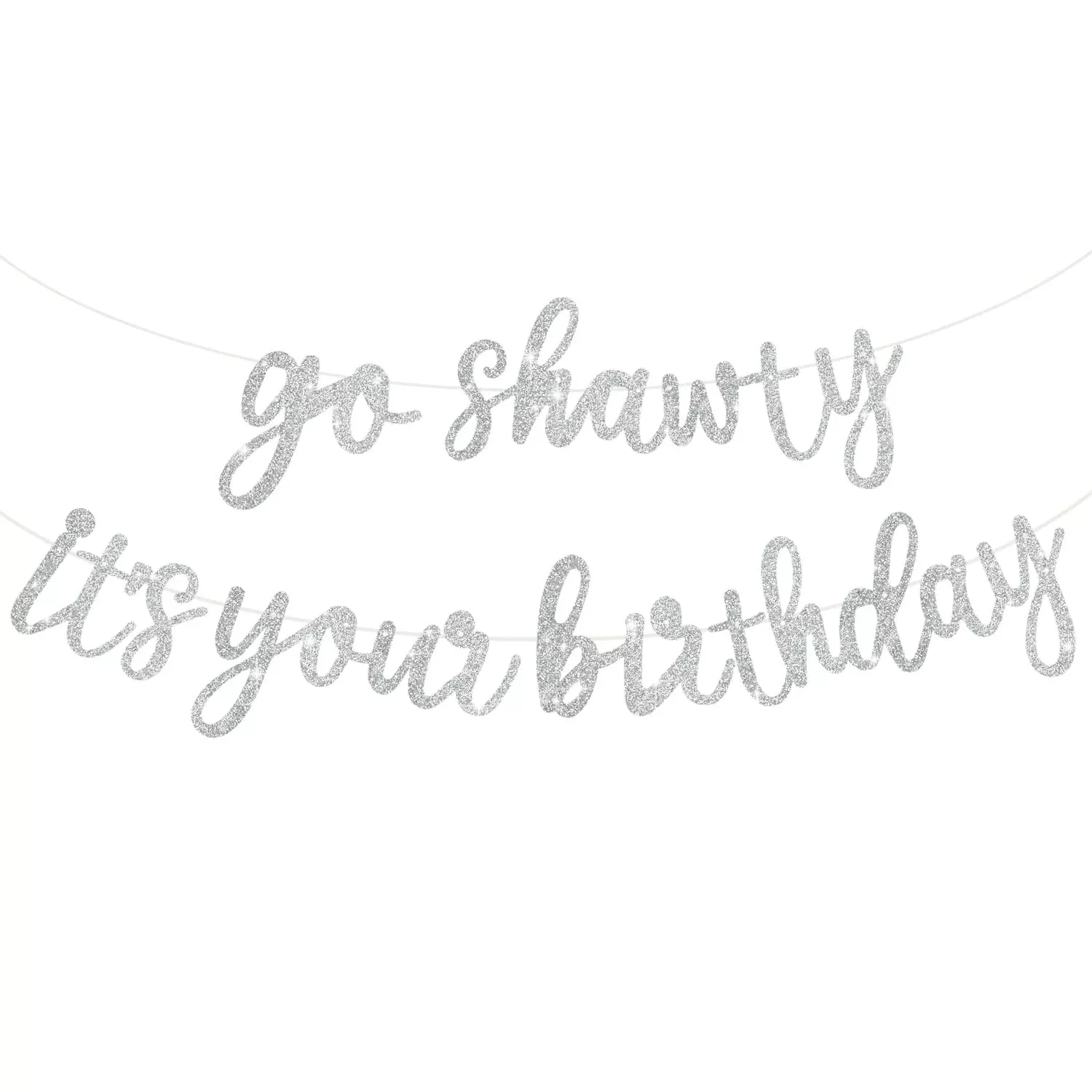 BEISHIDA Silver Glitter Birthday Banner - No DIY, Party Decoration