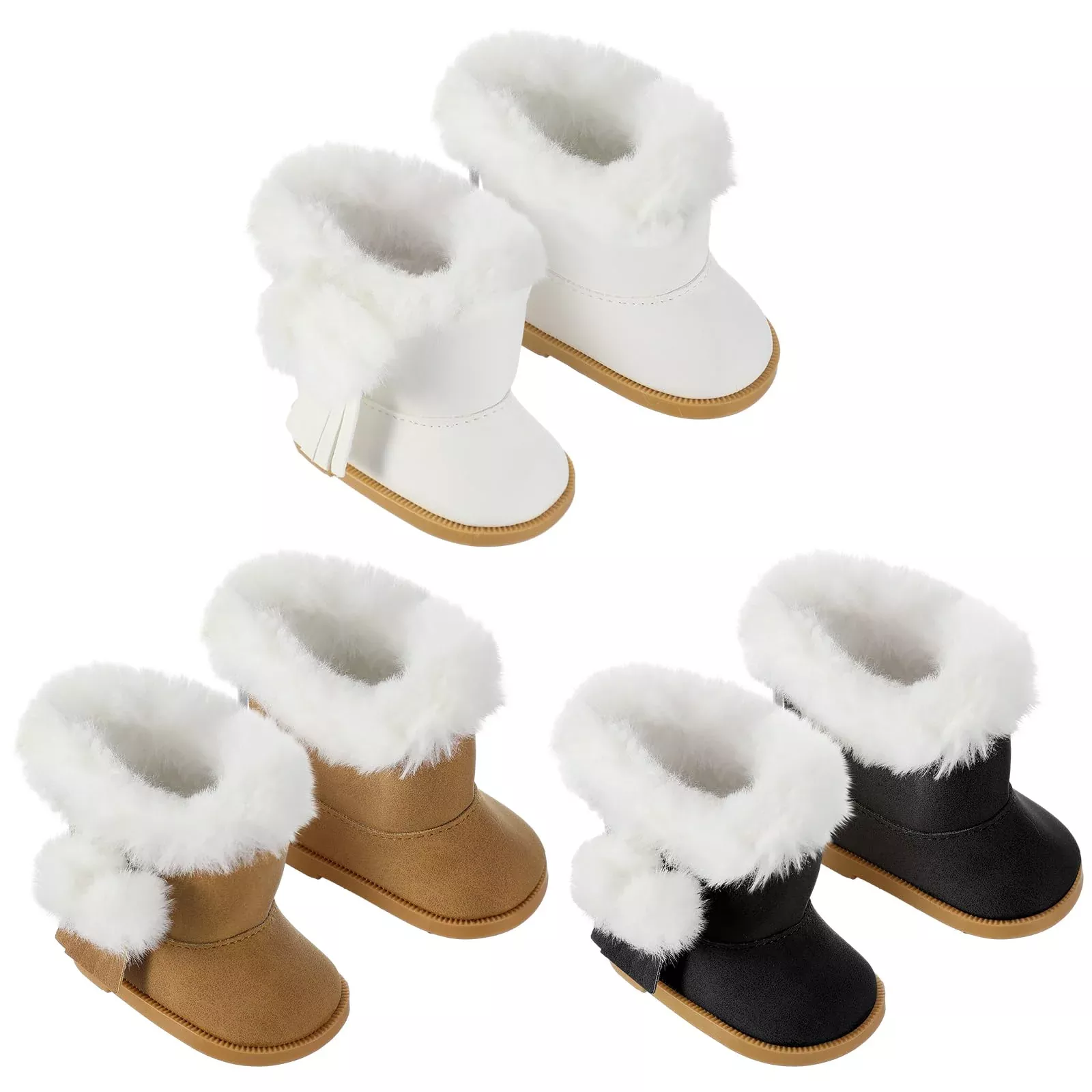 Bencailor Doll Shoes for 18 Inch Dolls, PU Leather, 3 Pairs