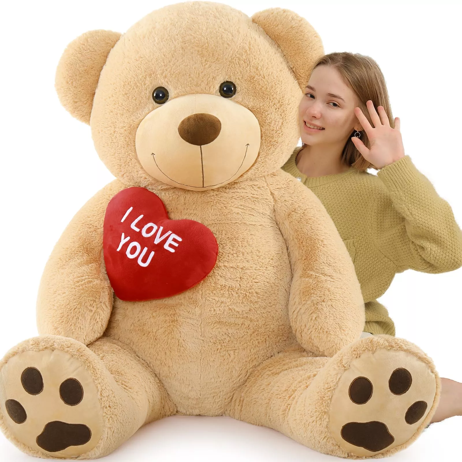 Beniny Giant Teddy Bear Stuffed Animal 5Ft, Big Teddy Bear With Heart,