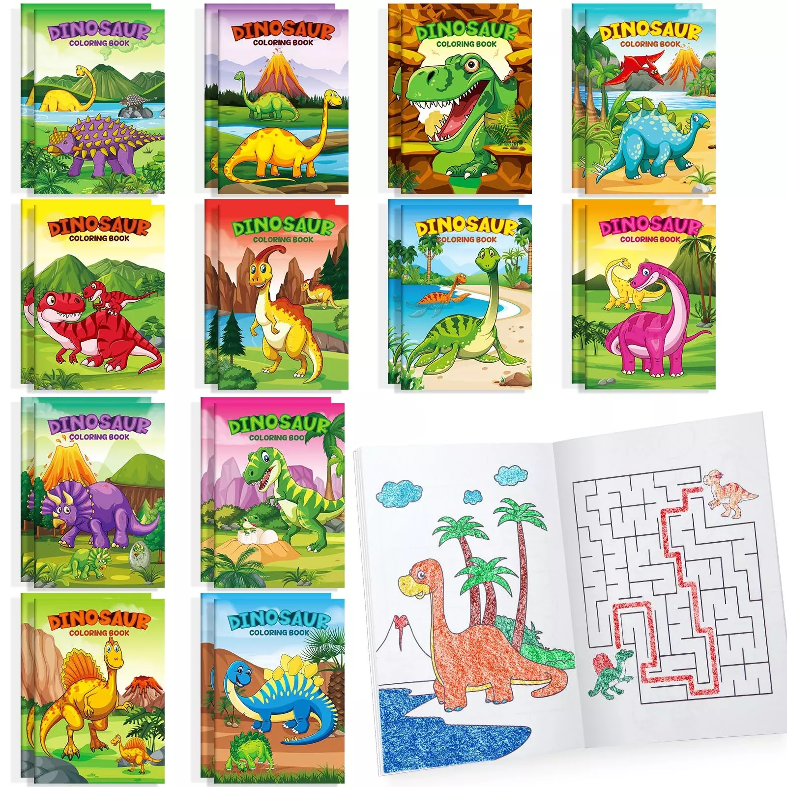 BenLouis Mini Dinosaur Coloring Books, 24 Pack, 6.7 x 4.
