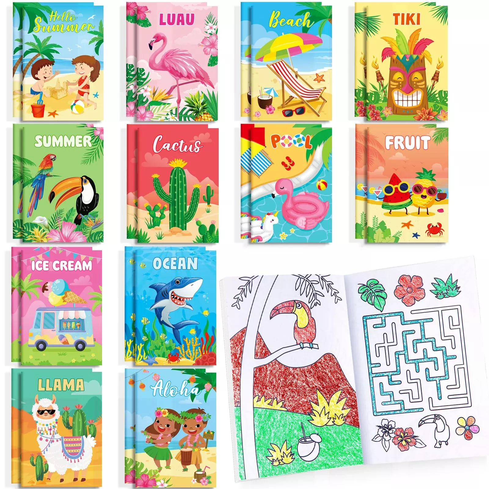 BenLouis Summer Coloring Books, 60 Pack, 6.7 x 4.7