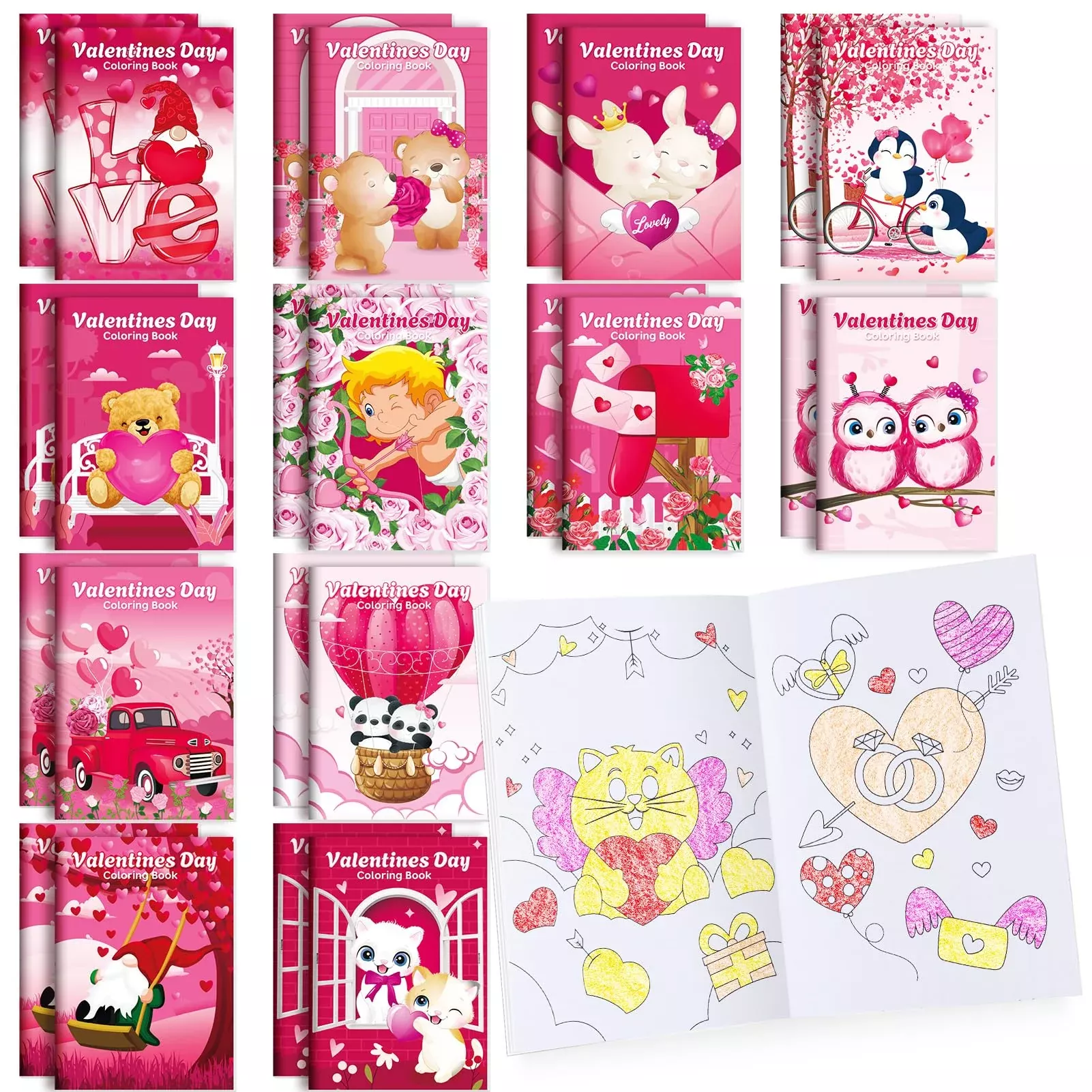 BenLouis Valentines Day Coloring Books, 24 Pack, 6.7x4.7