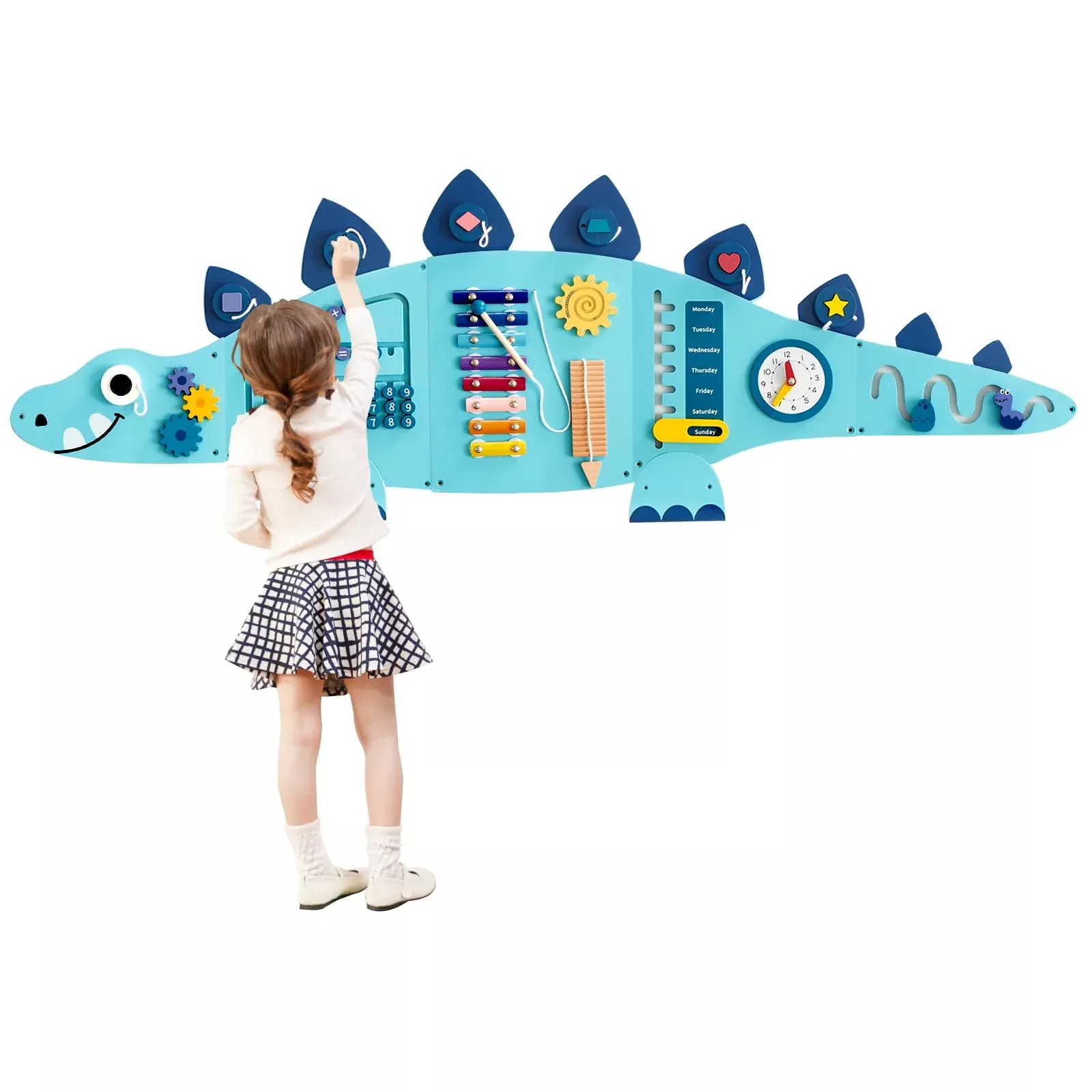 Beright Dinosaur Activity Wall Busy Board Panels, Montessori Sensory T