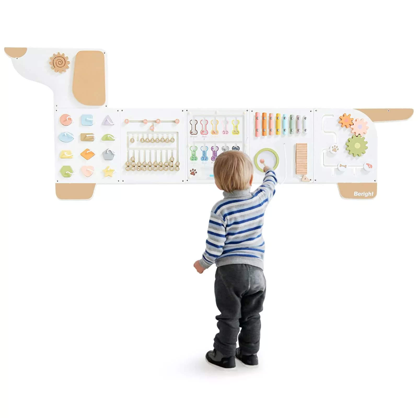 Beright Wall Busy Board for Kids - Puppy Shape, Medium, White