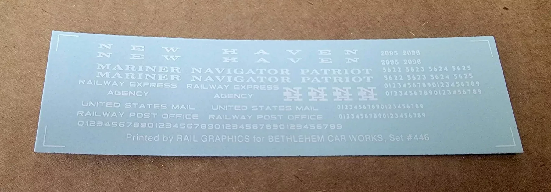Bethlehem Car Works 446s HO Scale NH Passenger Car Decals - White