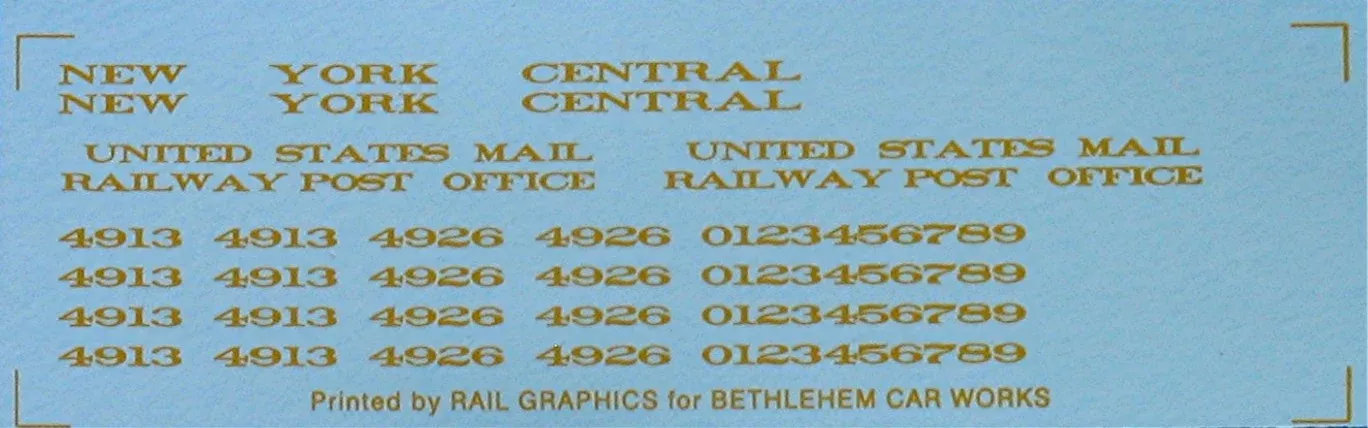 Bethlehem Car Works KitBits 217 HO Scale NYC RPO Postal Car - Dulux Gold