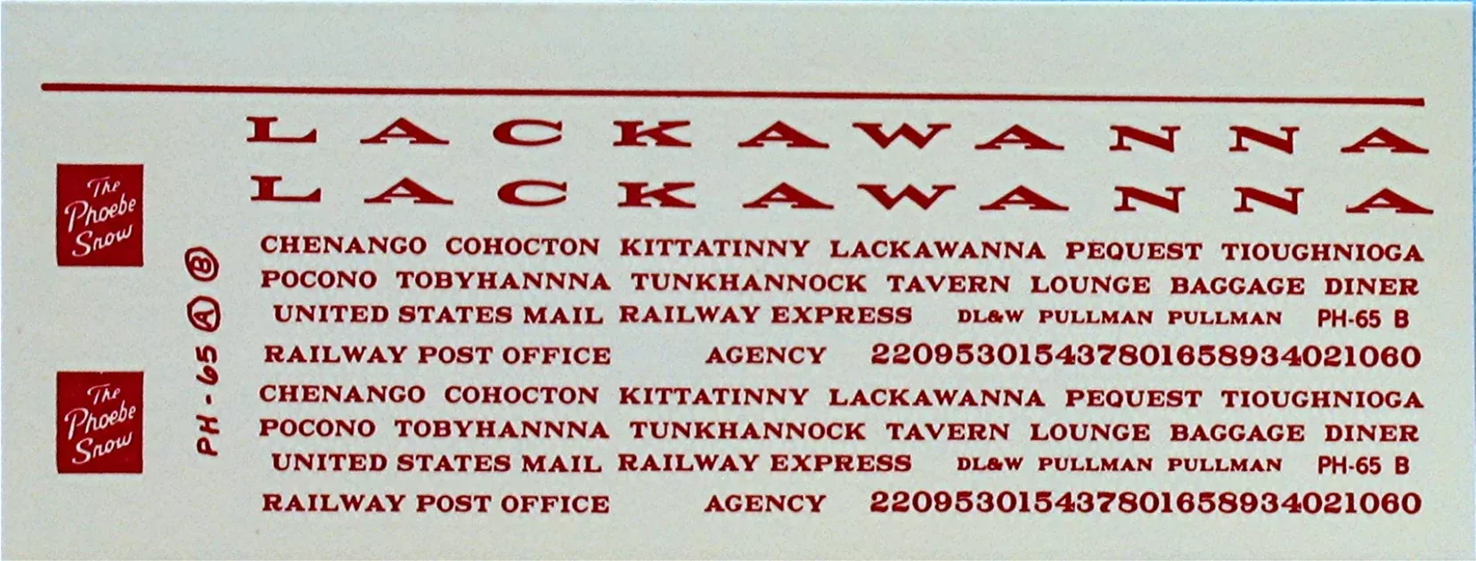 Bethlehem Car Works KitBits 251 HO Scale Erie Lackawanna Sleeper Car Decals