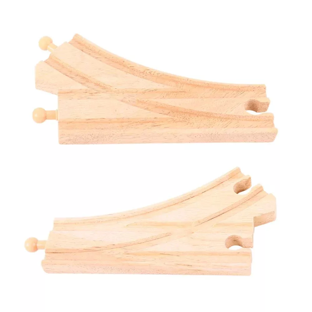 Bigjigs Rail Curved Points for Wooden Railway, Natural, Pack of 2