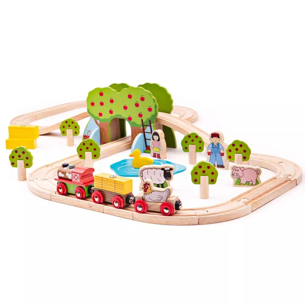 Bigjigs Rail Farm Train Set - 44 Pieces, Multicoloured, Ages 3