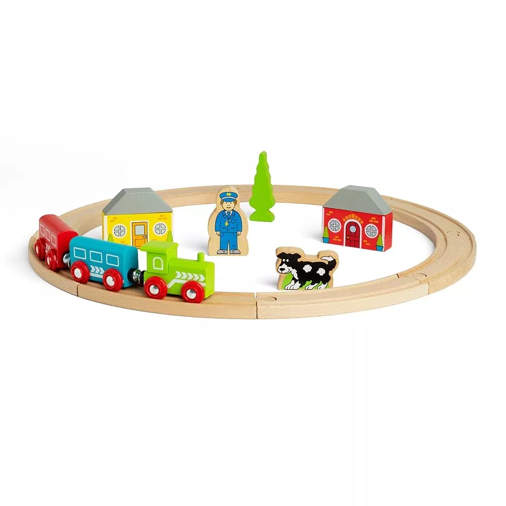 Bigjigs Rail Wooden Train Set for 3+ Years, 20 Pieces, Multicol