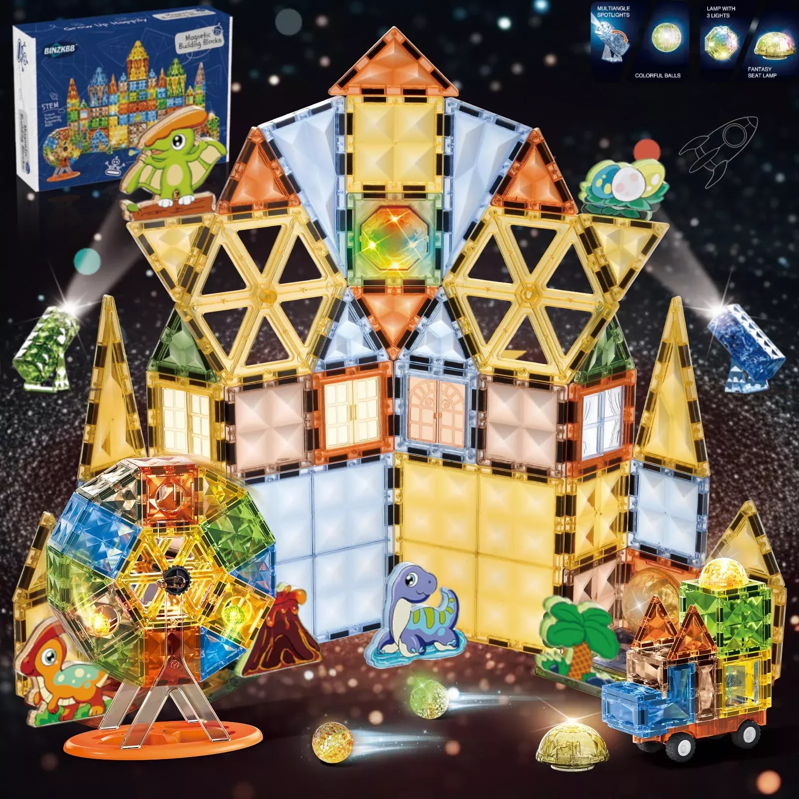 BINZKBB Magnetic Building Blocks Set 110PCS Colorful Educational Toy