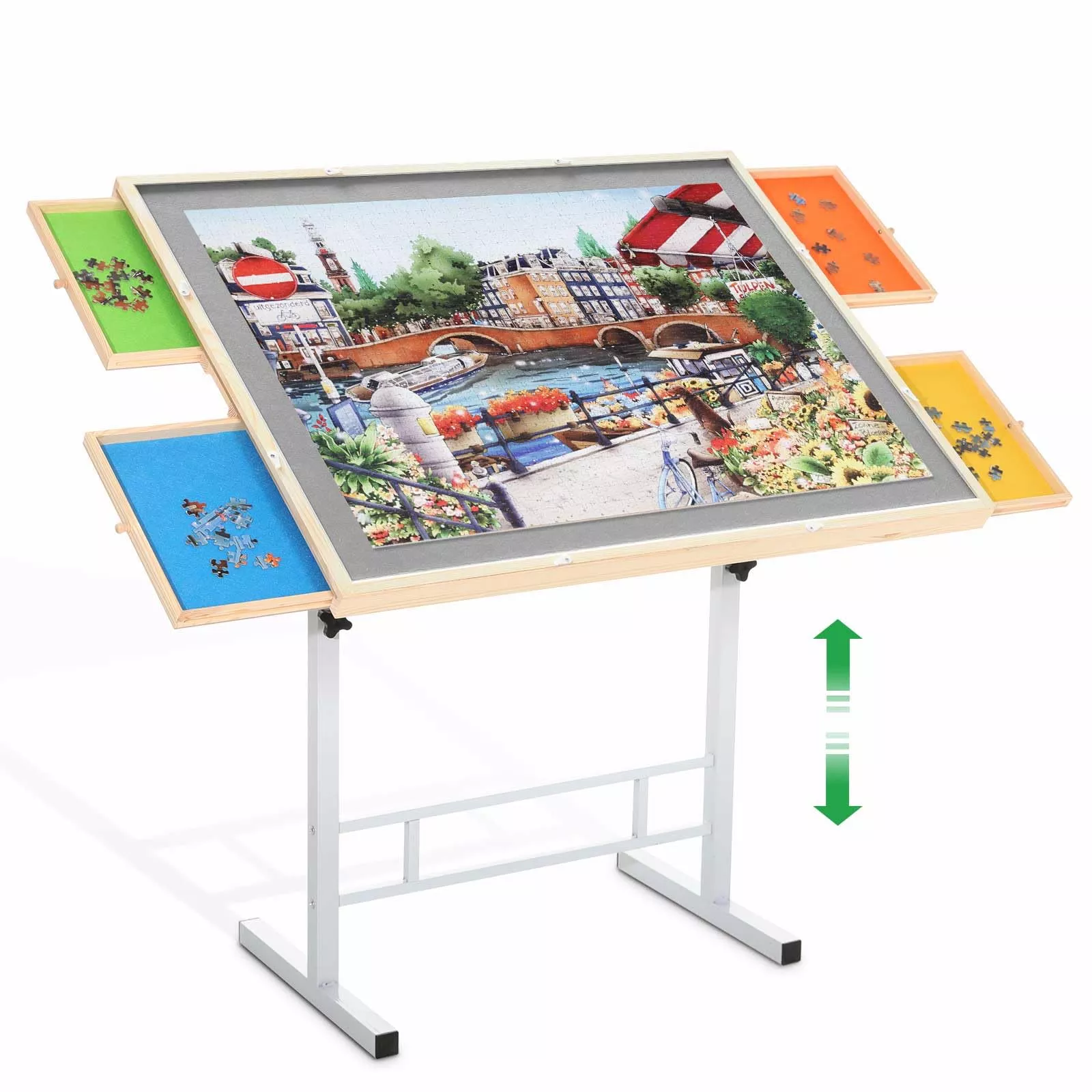 BittPicc Puzzle Table 1500 Pieces Adjustable Height Gray