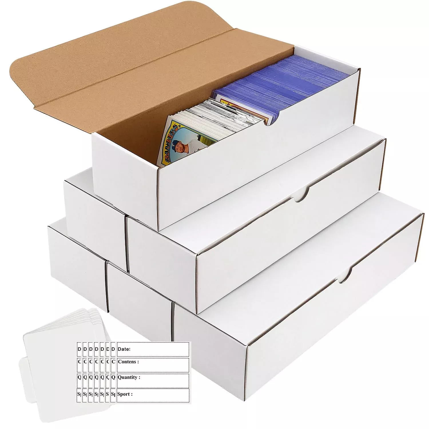 BIU-BOOM Trading Card Storage Box Set, White, 14.09x4